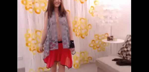  LittleTeenBB Riley schoolgirl outfit strip, shows off breasts as she dances